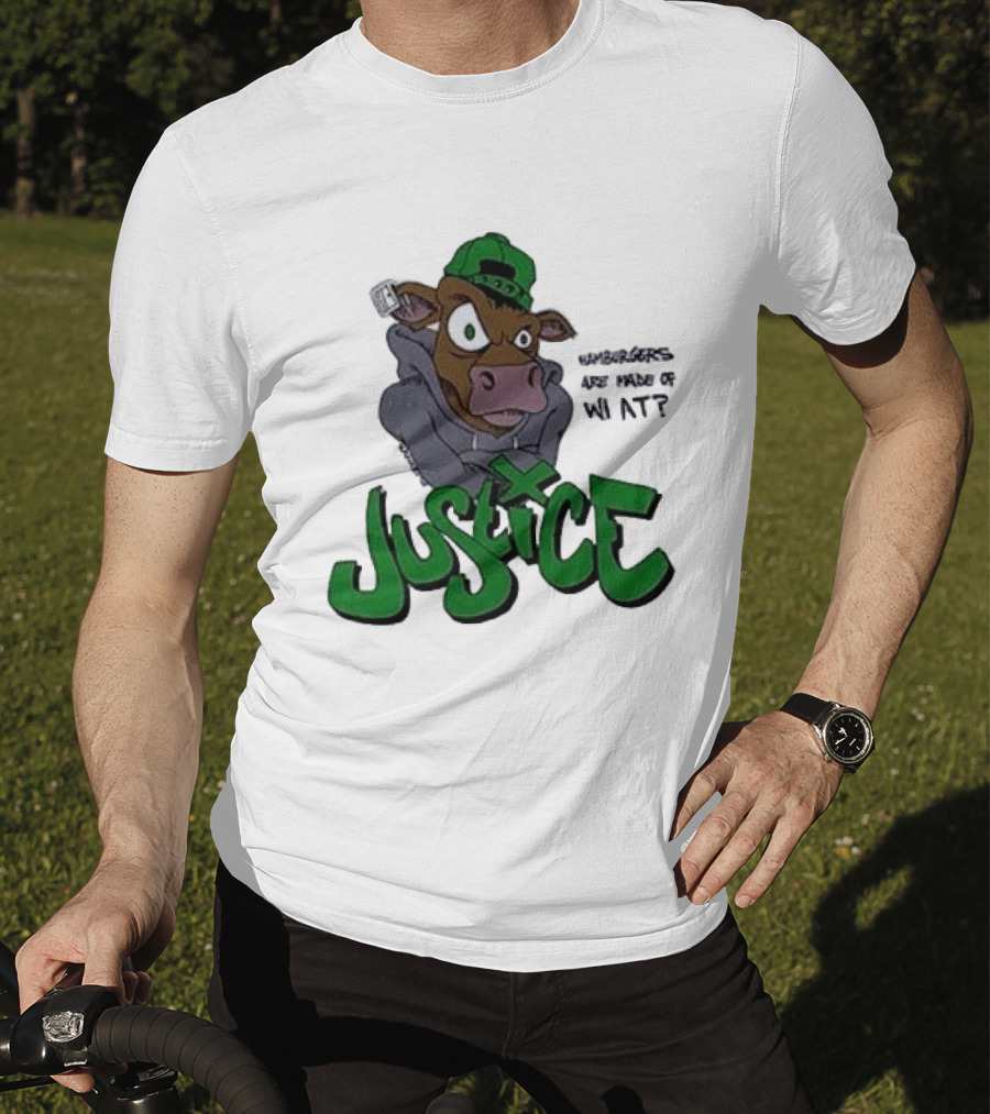 Justice Hamburgers Are Made Of What Go Vegetarian Cow T-Shirt