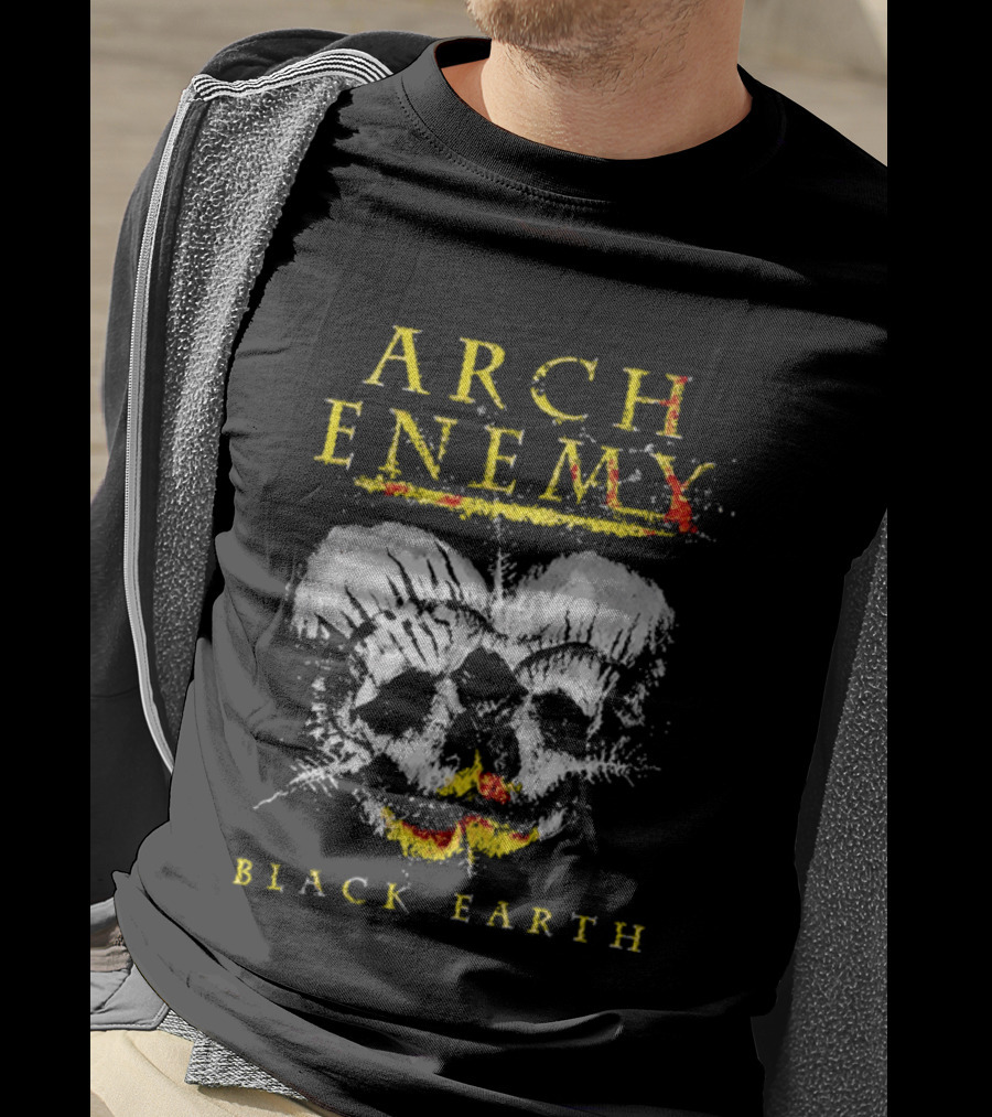 Arch Enemy Black Earth Skull Fire Gothic Heavy Metal Music T-Shirt