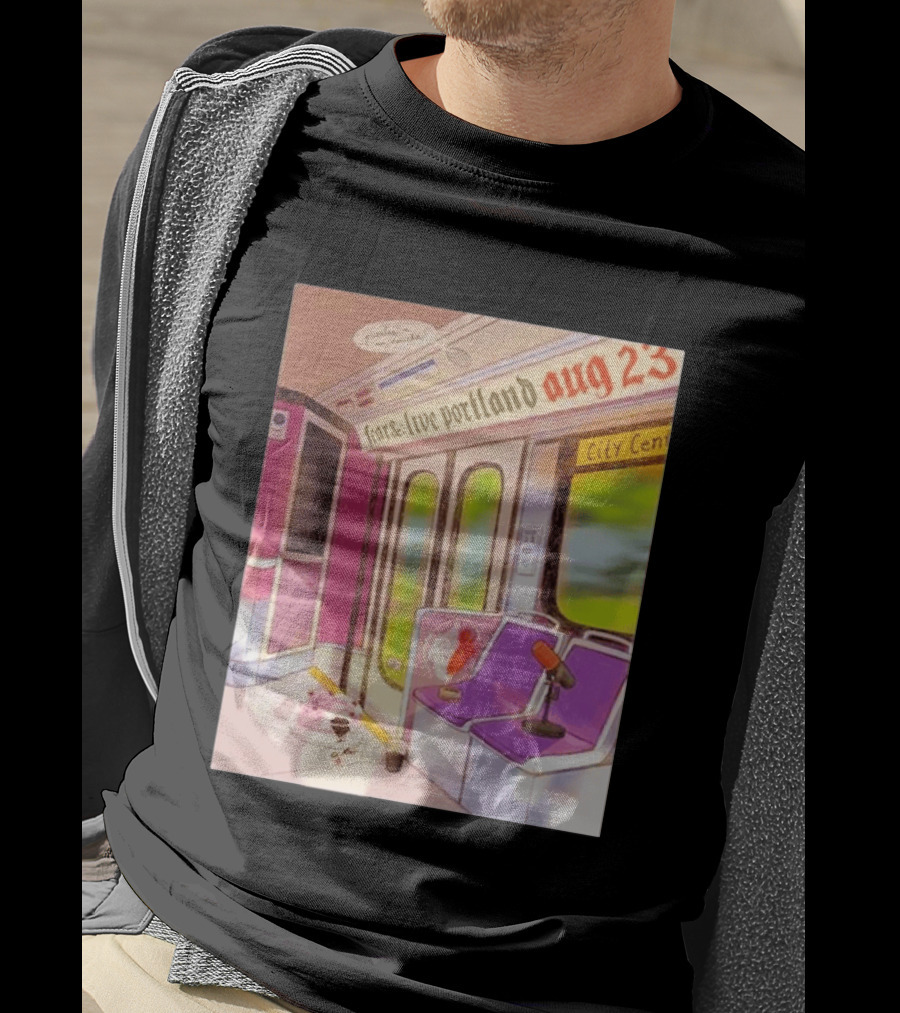 Fear& Live Portland Aug 23 Subway Scene With City Center Graffiti And Microphone T-Shirt