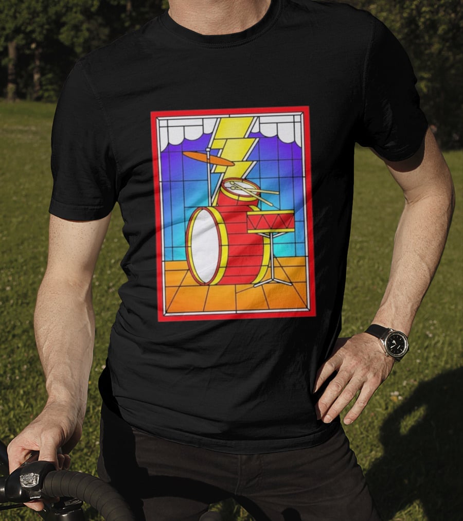Stained Glass Drum Kit With Lightning Bolt T-Shirt