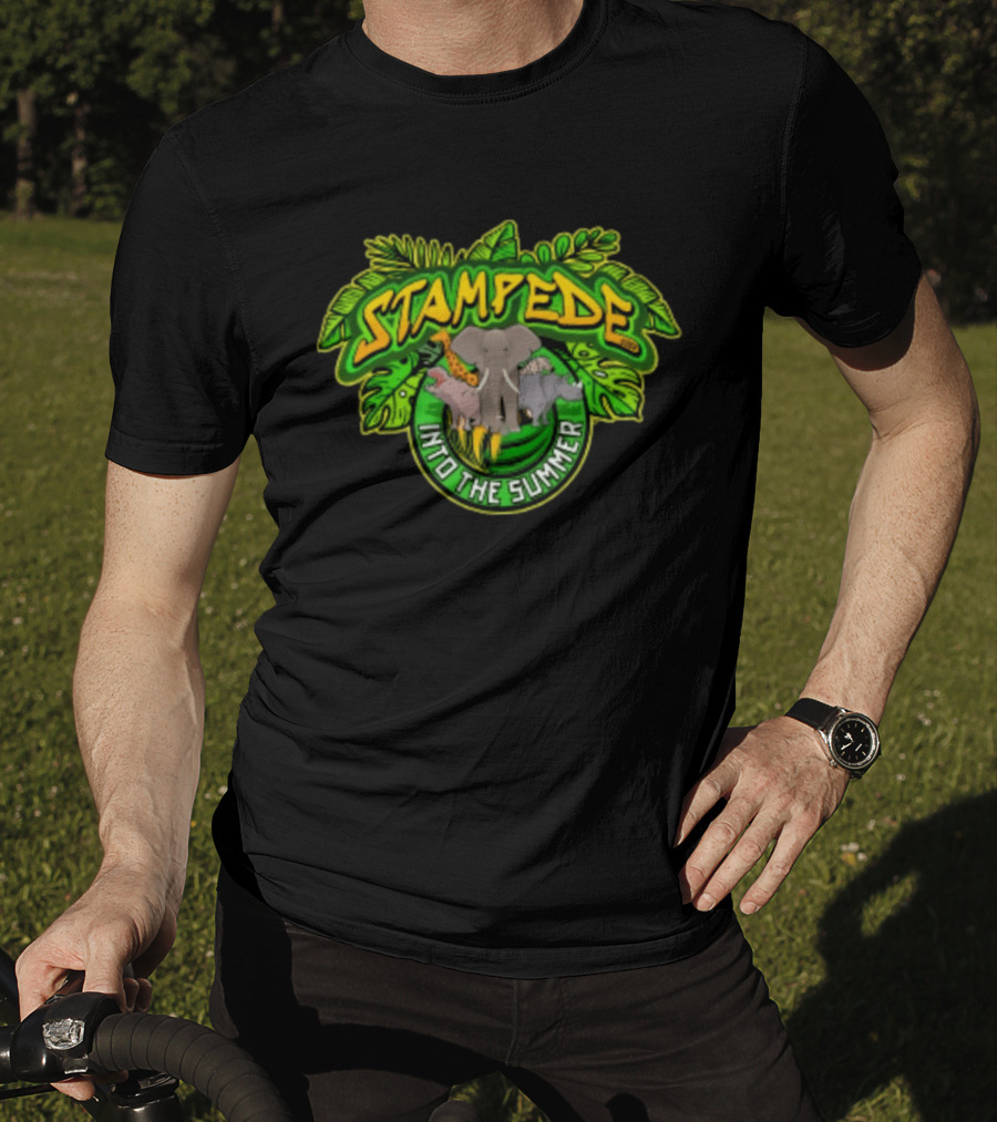 Stampede Into The Summer Elephant Giraffe Hippo Tropical 2026 T-Shirt