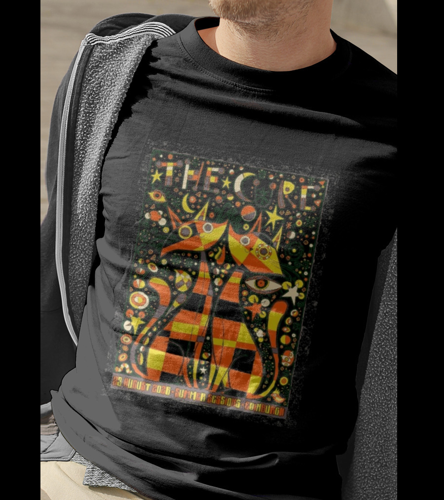 The Cure 23 August 2026 Summer Sessions Edinburgh Psychedelic Cat T-Shirt