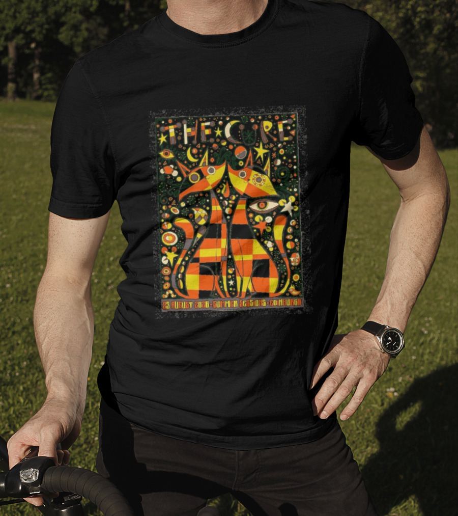 The Cure 23 August 2026 Summer Sessions Edinburgh Psychedelic Cat T-Shirt