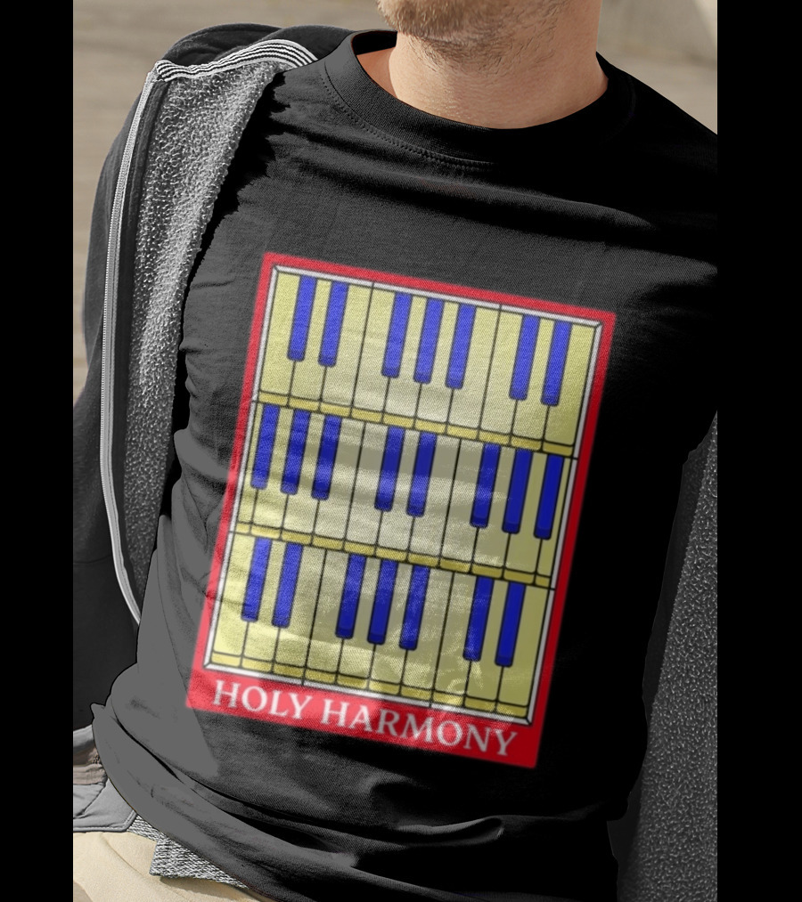Holy Harmony Stained Glass Piano Keyboard Classical Music T-Shirt