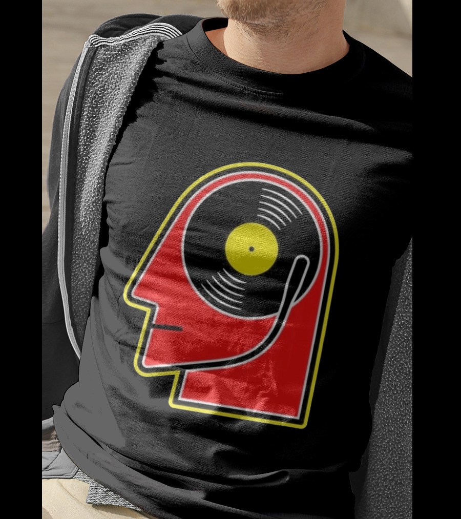Vinyl Album Head With Record Disc Ear Retro Music T-Shirt
