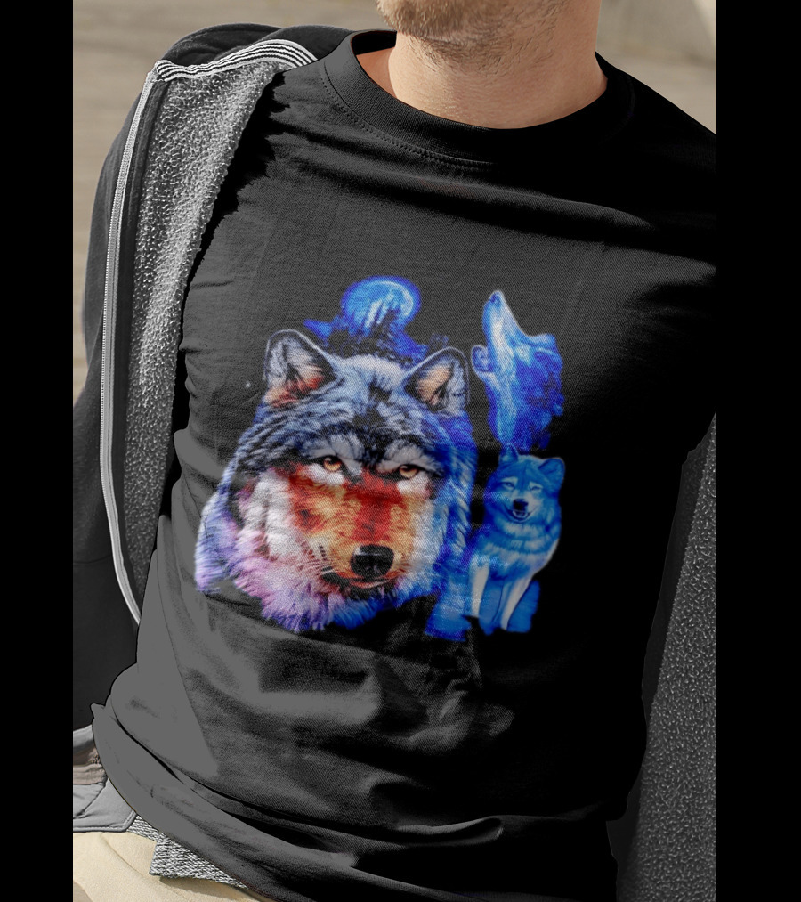 Wild Wolf Pack Moon Night Scene Nature Wildlife Wolves Howling T-Shirt