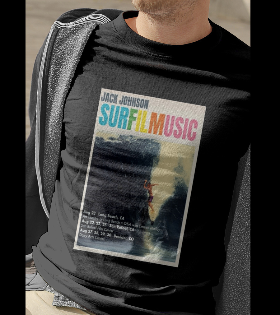 Jack Johnson Surf Film Music Tour Long Beach San Rafael Boulder August 2026 Events T-Shirt