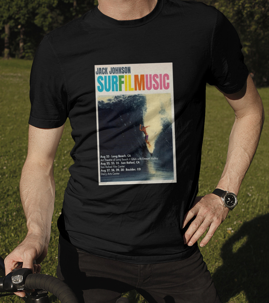 Jack Johnson Surf Film Music Tour Long Beach San Rafael Boulder August 2026 Events T-Shirt