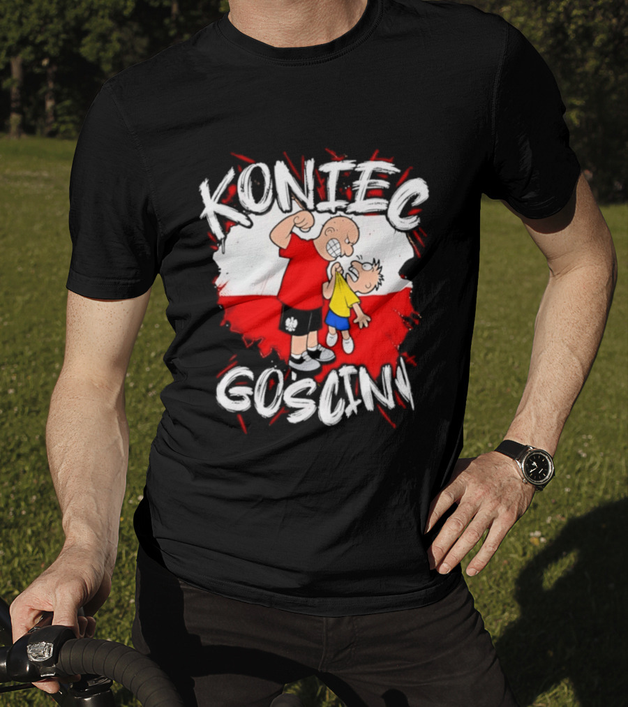 Koniec Gosciny Polish Football Cartoon Polska Flag T-Shirt