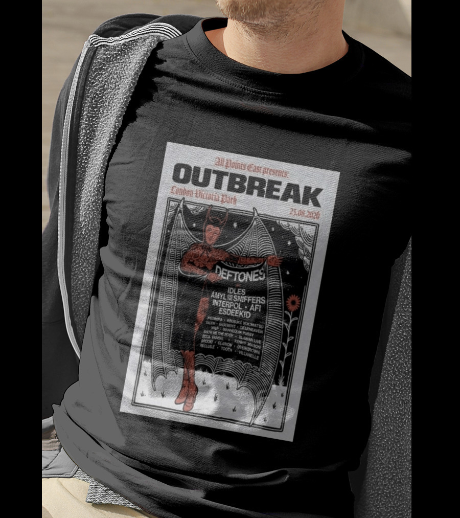 All Points East Presents Outbreak London Victoria Park 25.08.2026 Deftones Idles Amy Sniffers Interpol AFI Esdeekid T-Shirt