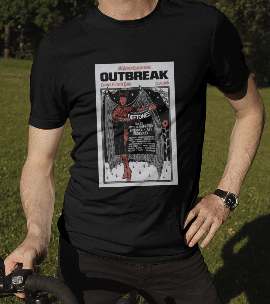 All Points East Presents Outbreak London Victoria Park 25.08.2026 Deftones Idles Amy Sniffers Interpol AFI Esdeekid T-Shirt