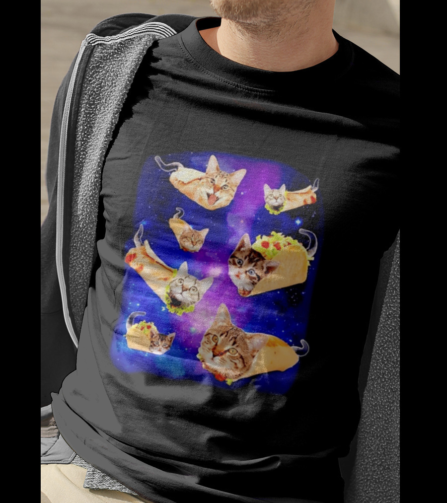 Cats In Space With Tacos And Burritos Taco Cat Cosmic Adventure T-Shirt