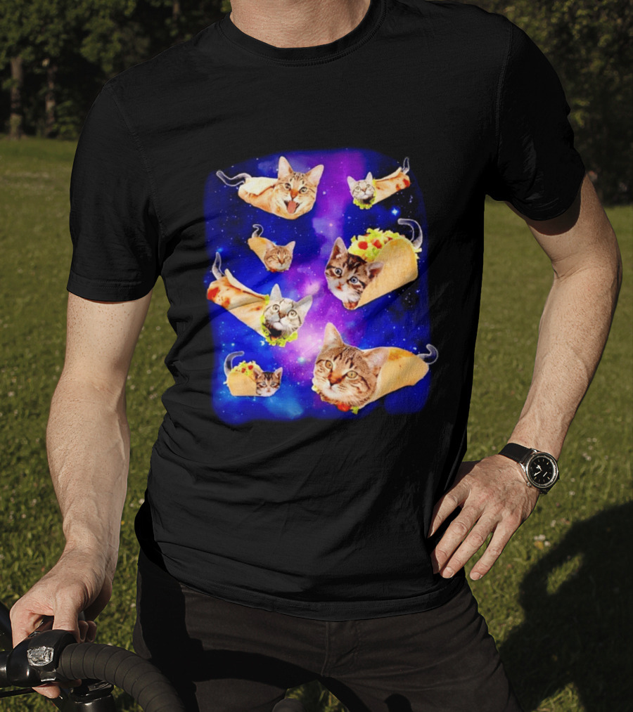 Cats In Space With Tacos And Burritos Taco Cat Cosmic Adventure T-Shirt