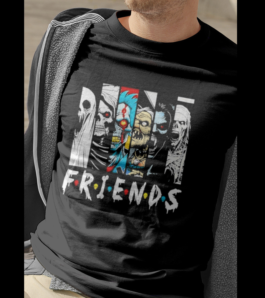 Friends Horror Movie Characters Halloween Scary Mask T-Shirt