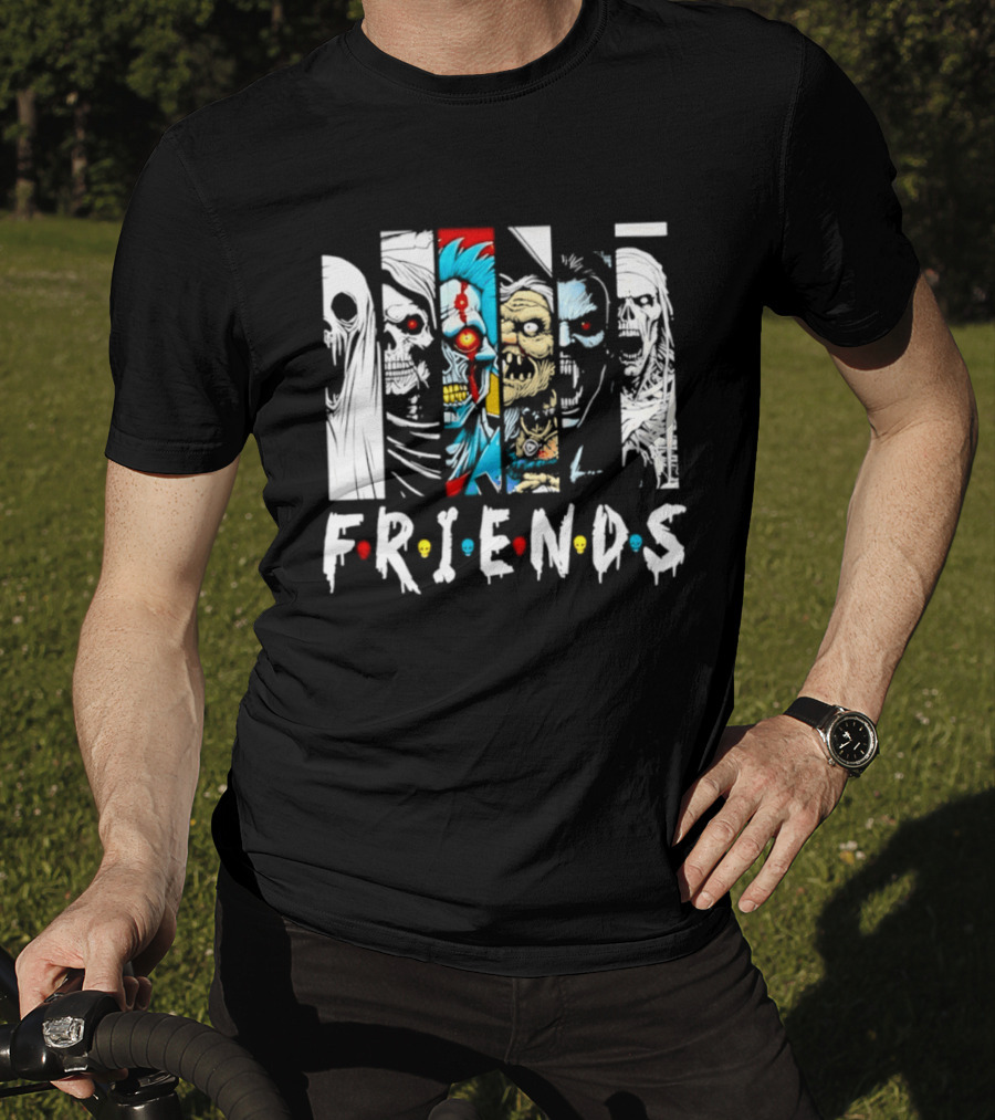 Friends Horror Movie Characters Halloween Scary Mask T-Shirt