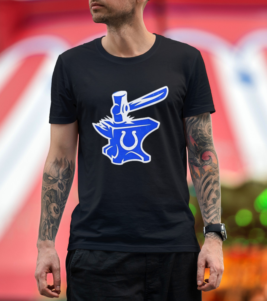 Indianapolis Colts Anvil Hammer Icon With Team Horseshoe T-Shirt