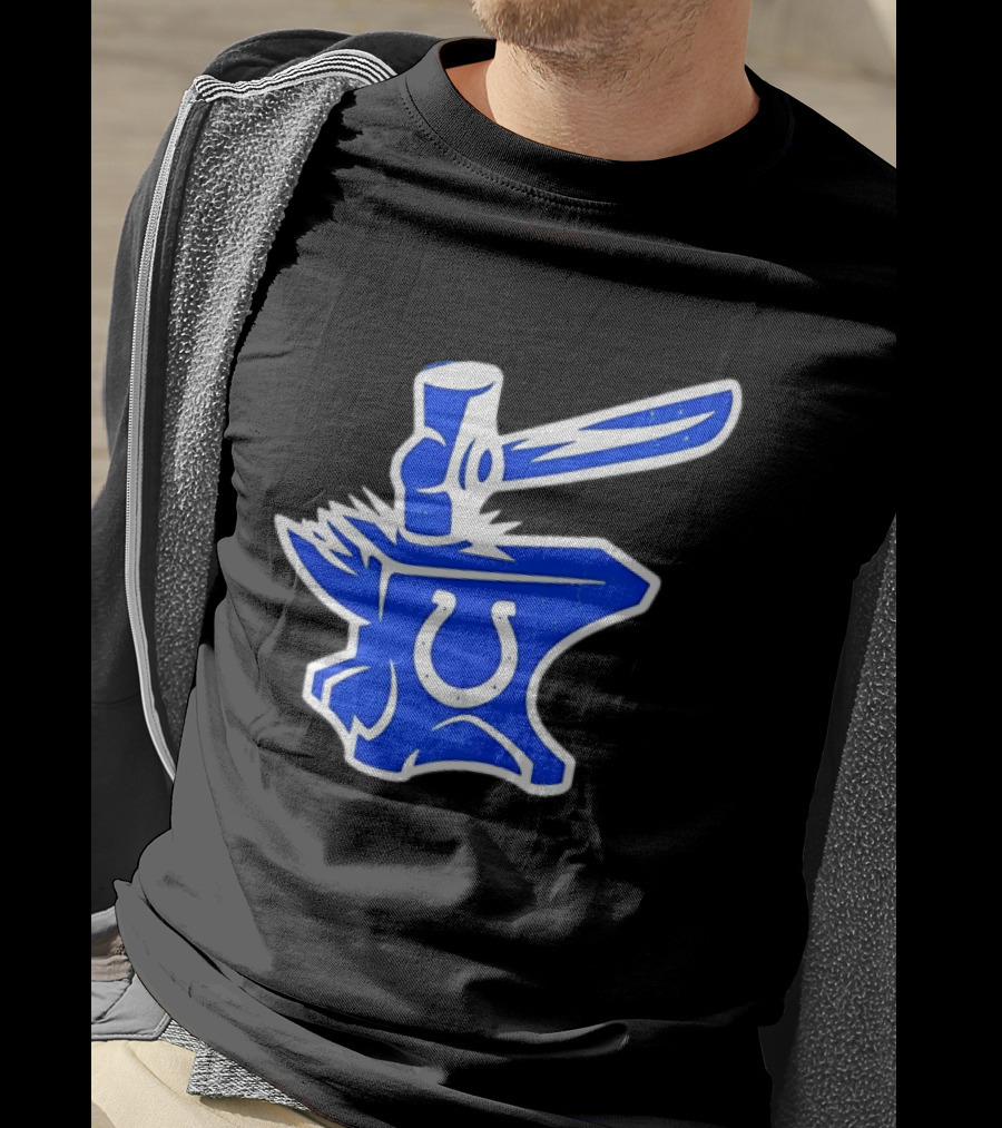 Indianapolis Colts Anvil Hammer Icon With Team Horseshoe T-Shirt