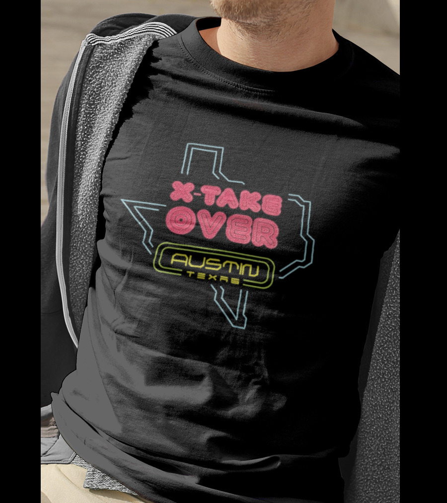 X Take Over Austin Texas Cybertruck Tesla Neon Map T-Shirt