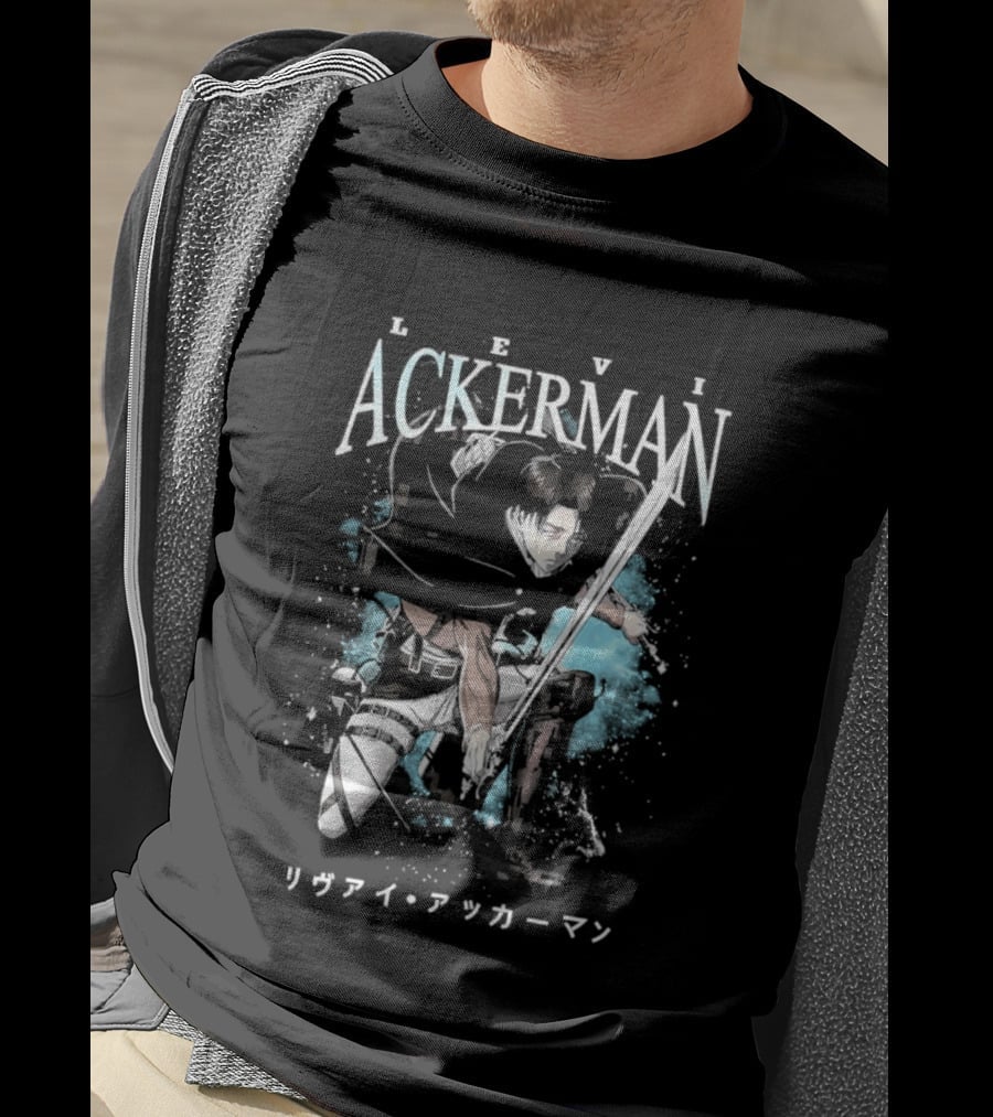 Levi Ackerman 90s Bootleg Oversized AOT Attack On Titan Anime T-Shirt