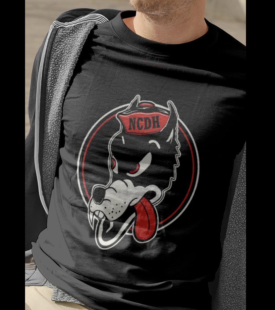 NCDH Wolf Cartoon Red Circle T-Shirt