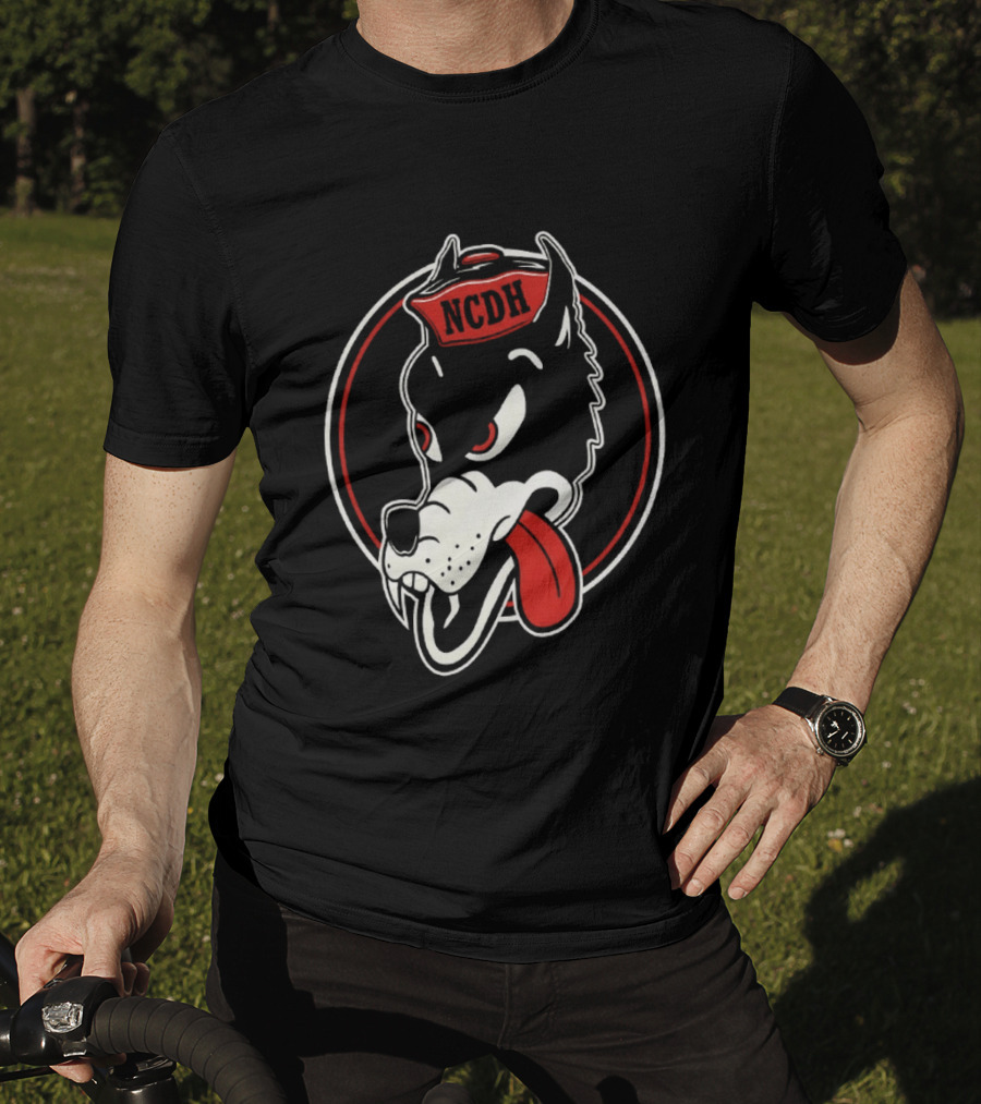 NCDH Wolf Cartoon Red Circle T-Shirt