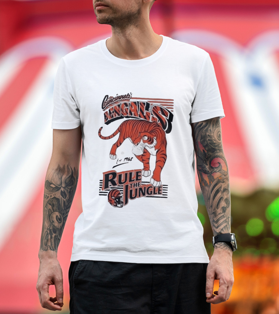 Cincinnati Bengals Rule The Jungle Tiger Graphic NFL Fan T-Shirt