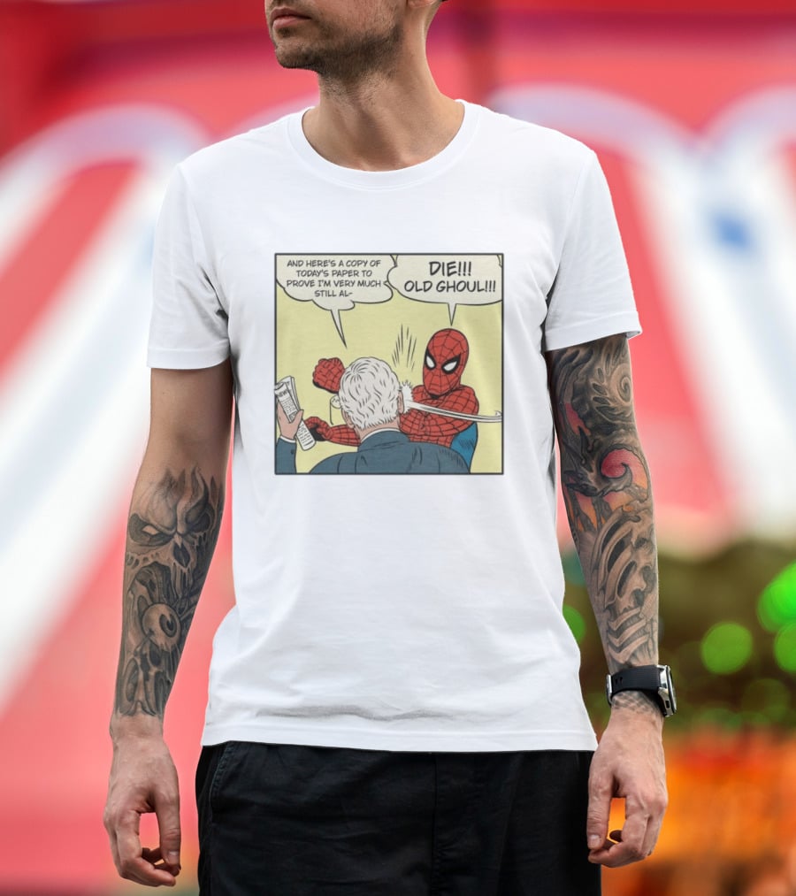 Spider Man Punching Mitch McConnell Die Old Ghoul Comic Meme T-Shirt