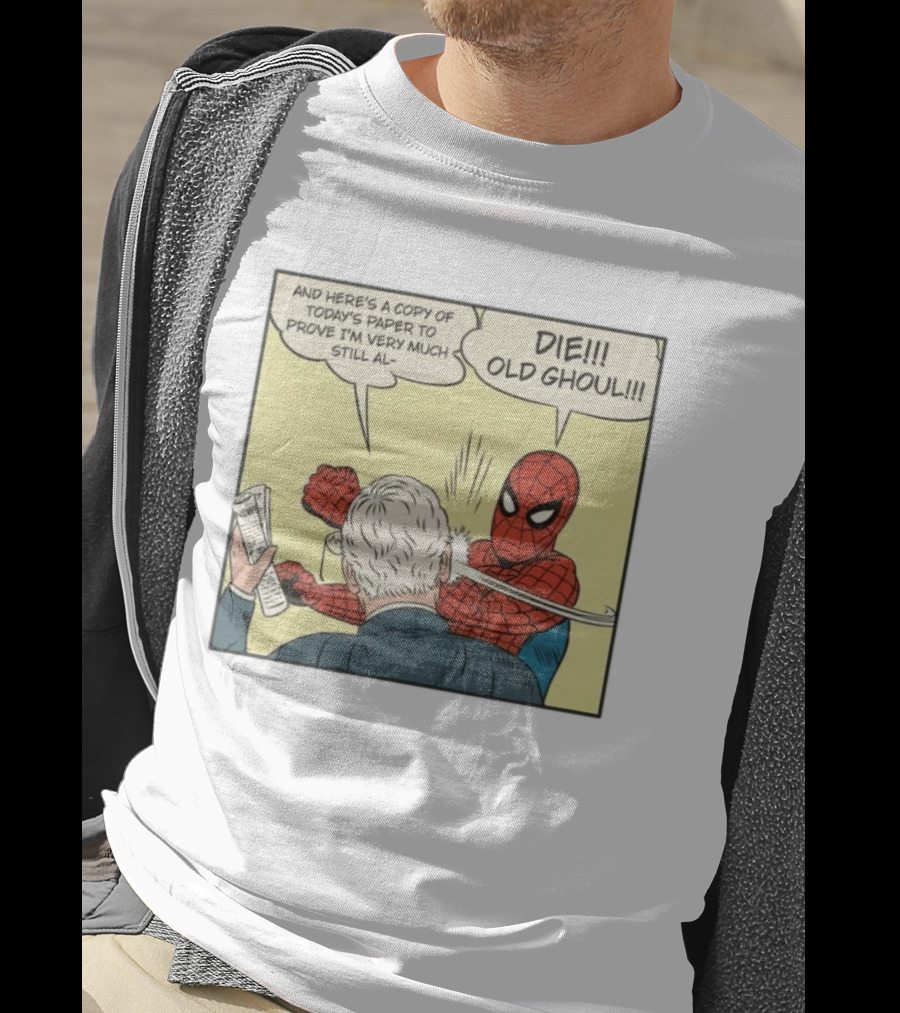 Spider Man Punching Mitch McConnell Die Old Ghoul Comic Meme T-Shirt