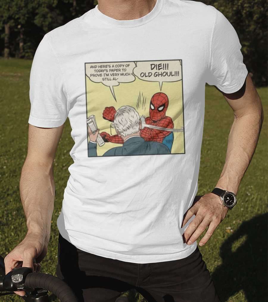 Spider Man Punching Mitch McConnell Die Old Ghoul Comic Meme T-Shirt