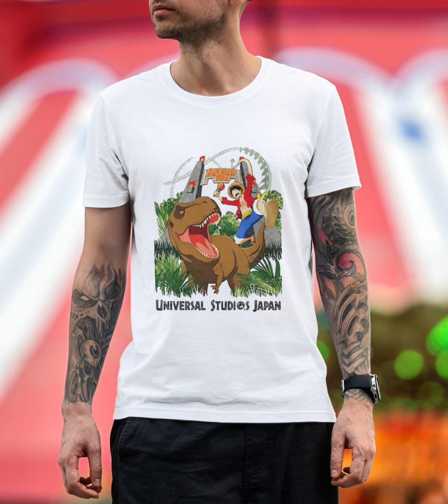 Universal Studios Japan One Piece Jurassic Park Luffy Riding Rex T-Shirt