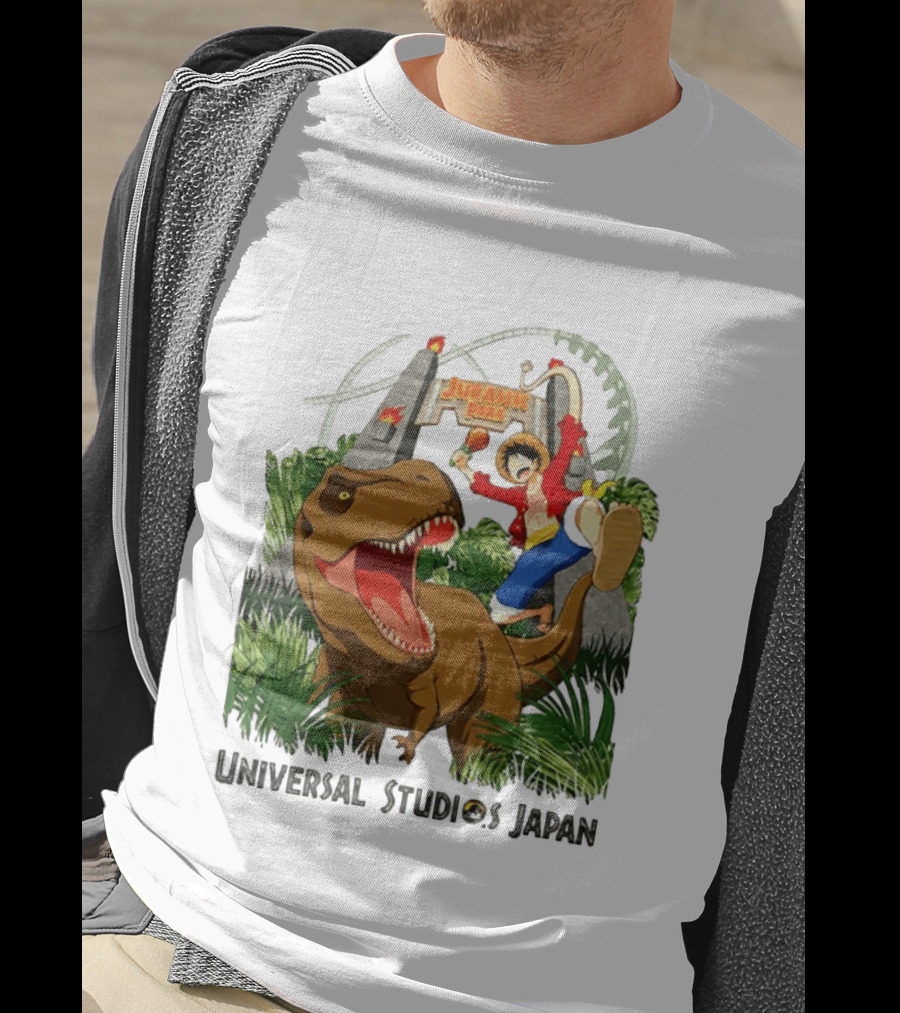 Universal Studios Japan One Piece Jurassic Park Luffy Riding Rex T-Shirt