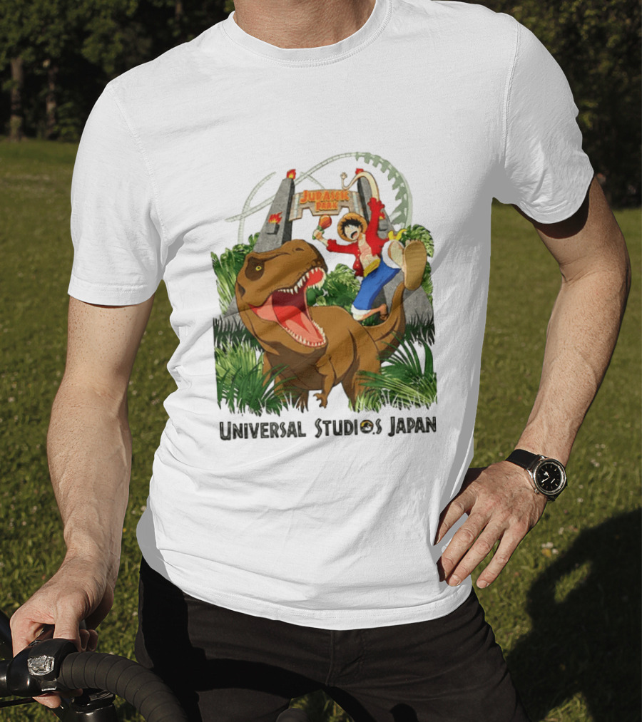 Universal Studios Japan One Piece Jurassic Park Luffy Riding Rex T-Shirt