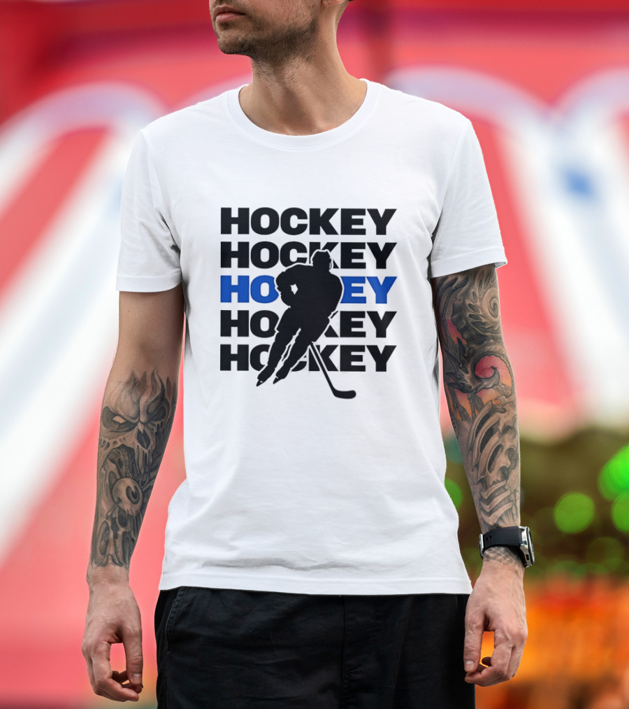 Hockey Player Action Stance Repeated T-Shirt