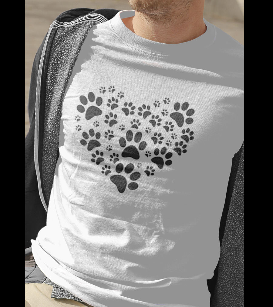 Paw Print Heart Pet Lover Paws T-Shirt