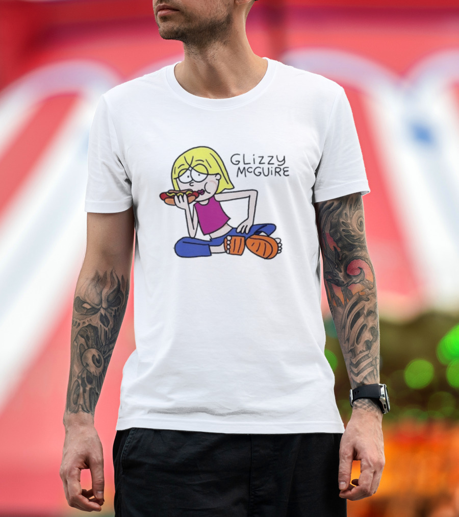 Glizzy McGuire Cartoon Character Eating Hot Dog T-Shirt