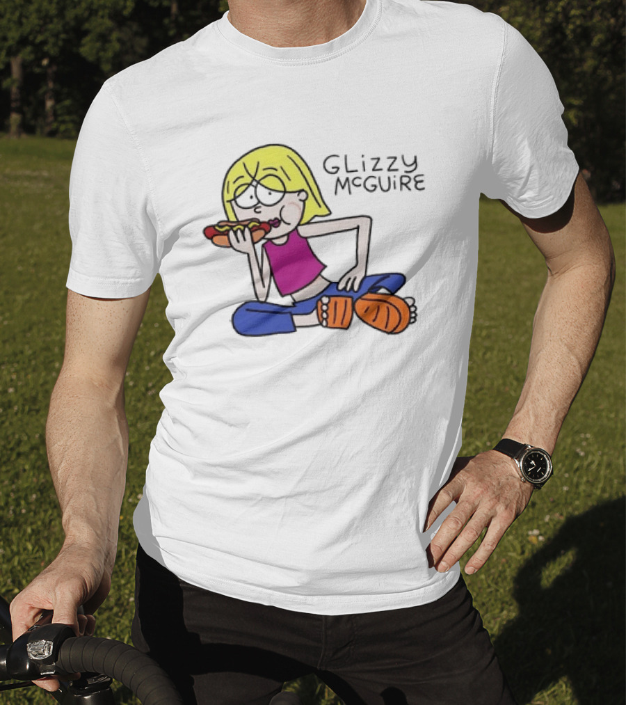 Glizzy McGuire Cartoon Character Eating Hot Dog T-Shirt