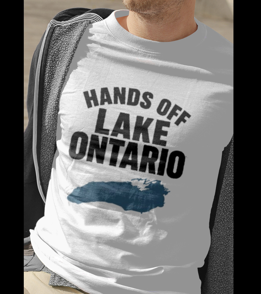 Hands Off Lake Ontario Blue Map T-Shirt