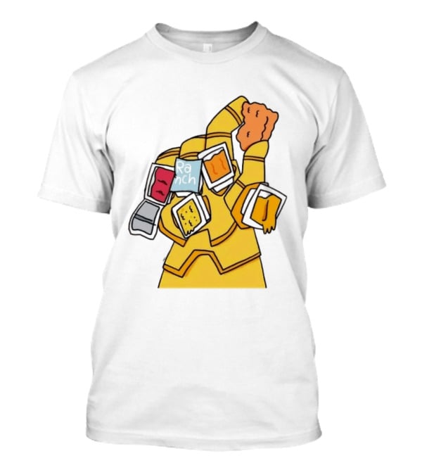 Infinity Gauntlet With Chicken Nugget And Sauce Containers Meme T-Shirt