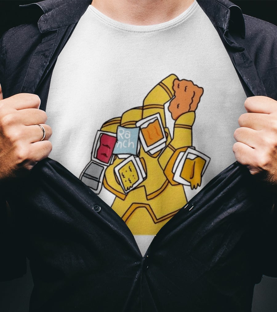 Infinity Gauntlet With Chicken Nugget And Sauce Containers Meme T-Shirt