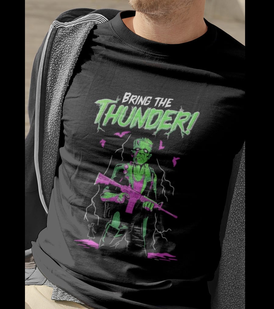 Bring The Thunder Halloween Zombie Soldier With Rifle T-Shirt