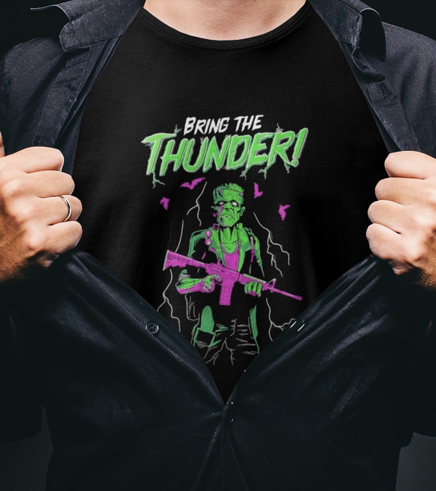 Bring The Thunder Halloween Zombie Soldier With Rifle T-Shirt