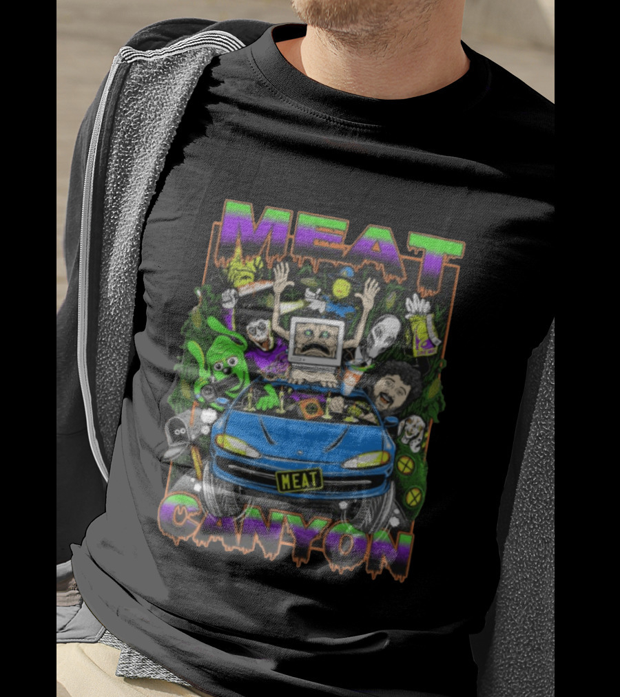 Meatcanyon The Journey Black Computer Car Adventure Characters T-Shirt