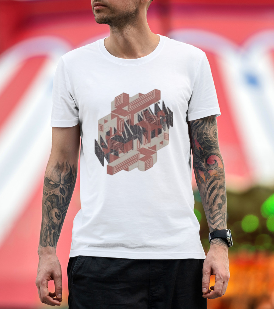 The Mars Volta Store Blocks Tan Geometric Optical Illusion T-Shirt