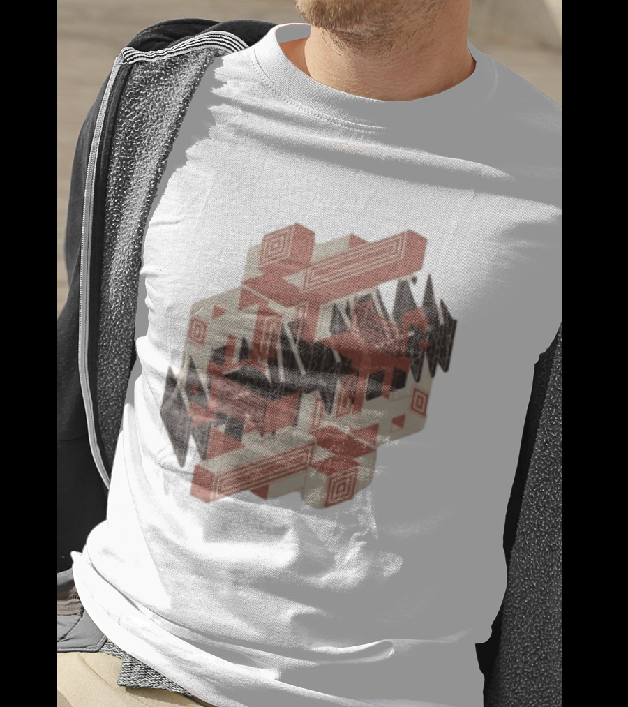 The Mars Volta Store Blocks Tan Geometric Optical Illusion T-Shirt