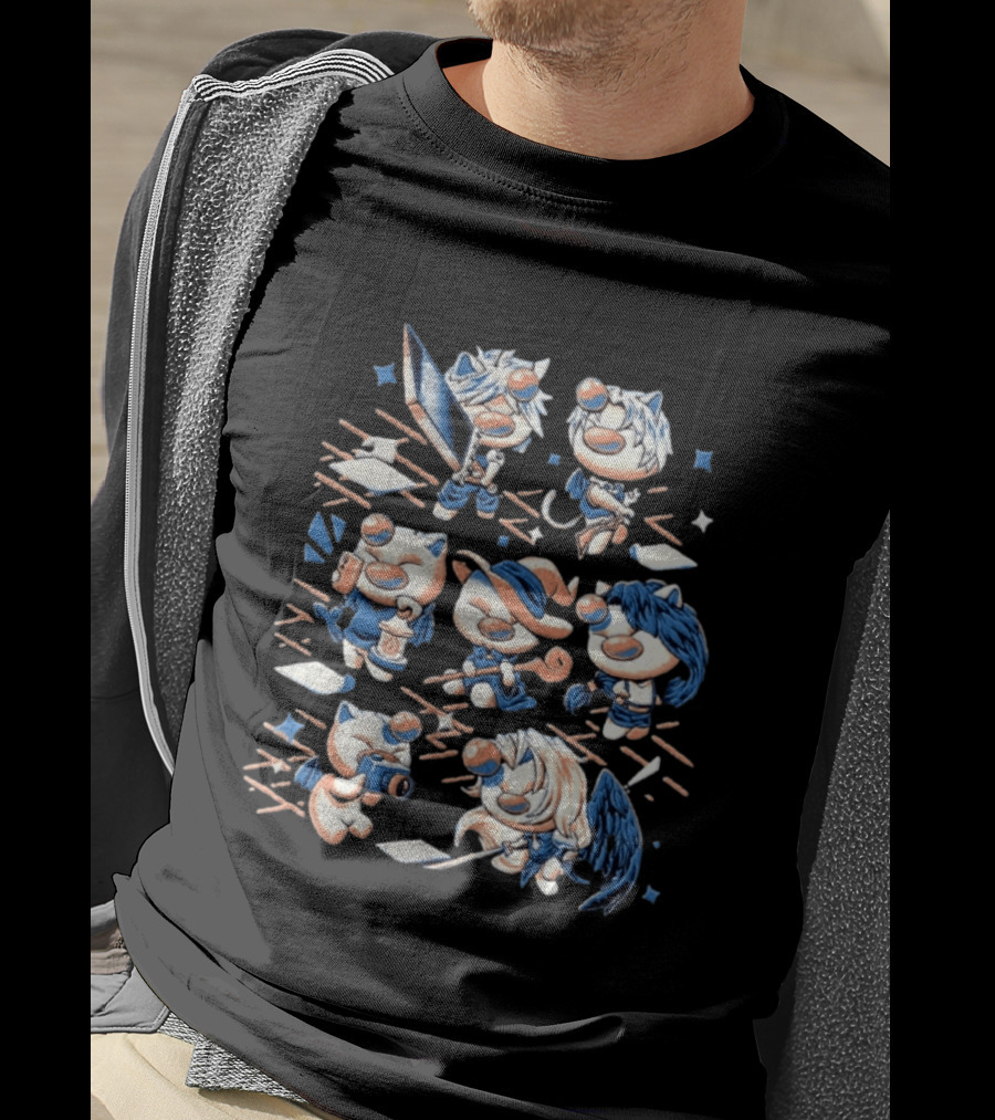 Final Fantasy VII Moogle Characters Cloud Tifa Aerith Sephiroth Cast T-Shirt