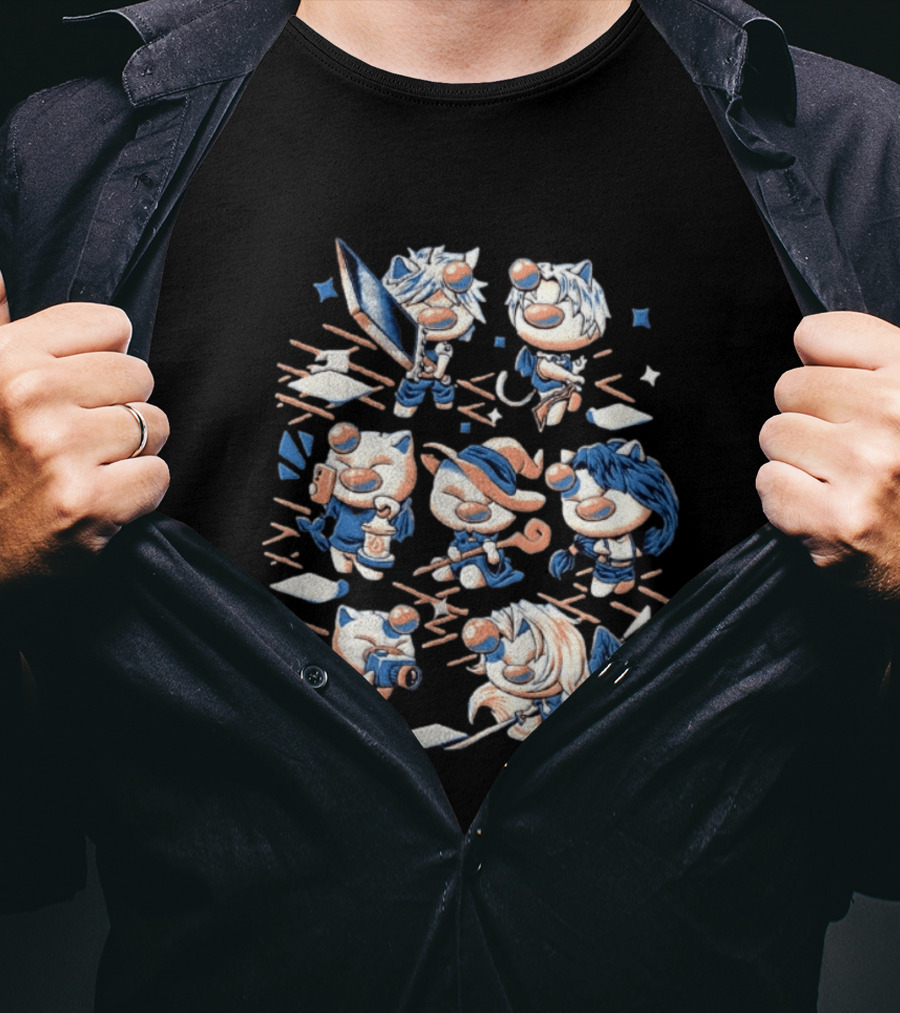 Final Fantasy VII Moogle Characters Cloud Tifa Aerith Sephiroth Cast T-Shirt