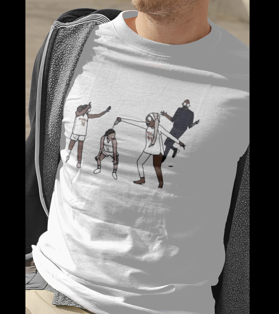 Washington Mystics Locker Room Champion Celebration Scene Animated Players T-Shirt