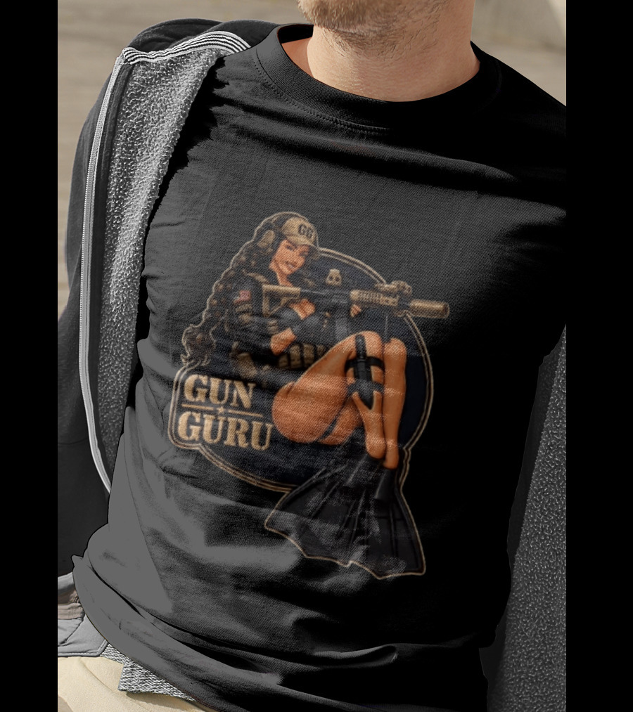 Trained Equipped Gun Guru Pinup Always Ready To Get A Little Wet T-Shirt