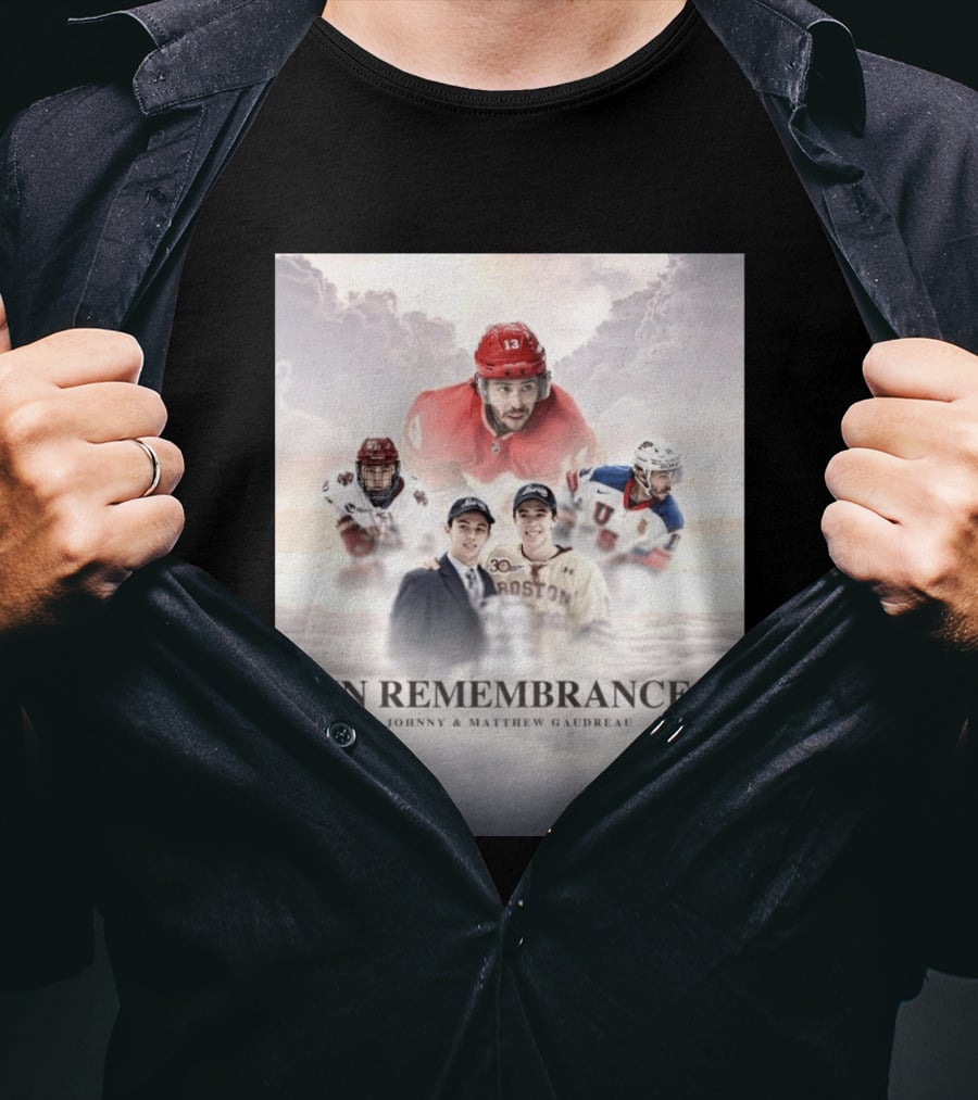 In Remembrance Johnny & Matthew Gaudreau Hockey Tribute With Boston And USA Jerseys T-Shirt