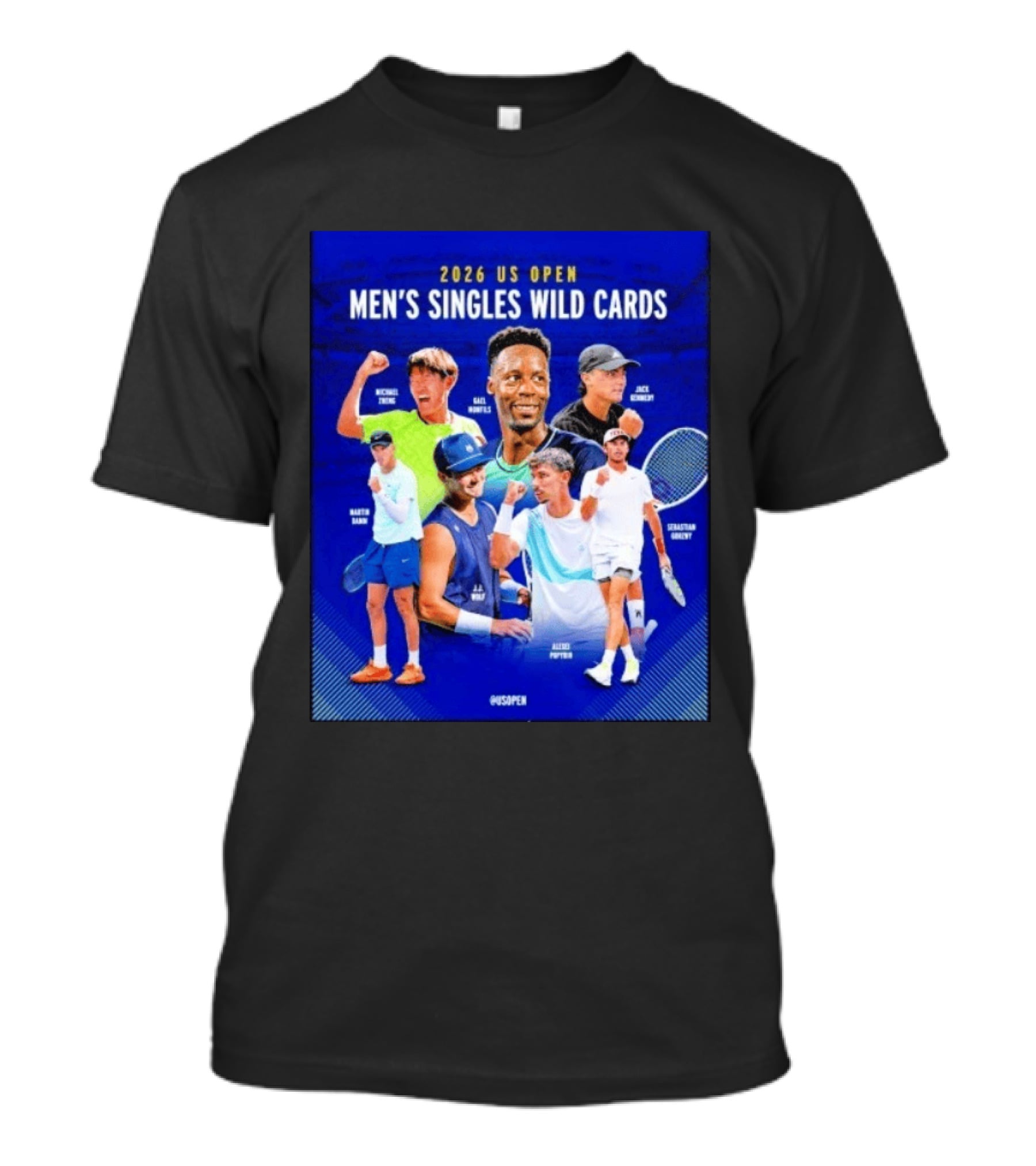 2026 US Open Men's Singles Wild Cards Michael Zheng Gael Monfils Jack Sock Martin Damm Alex Michelsen Ben Shelton Alexei Popyrin Dominic Stricker T-Shirt